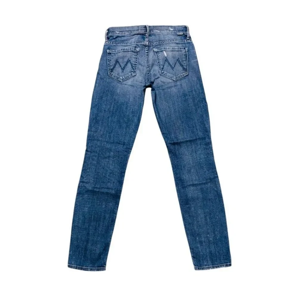 MOTHER The Muse Ankle Jeans 24x28 Blue Hooked Destroyed Stretch Denim EUC